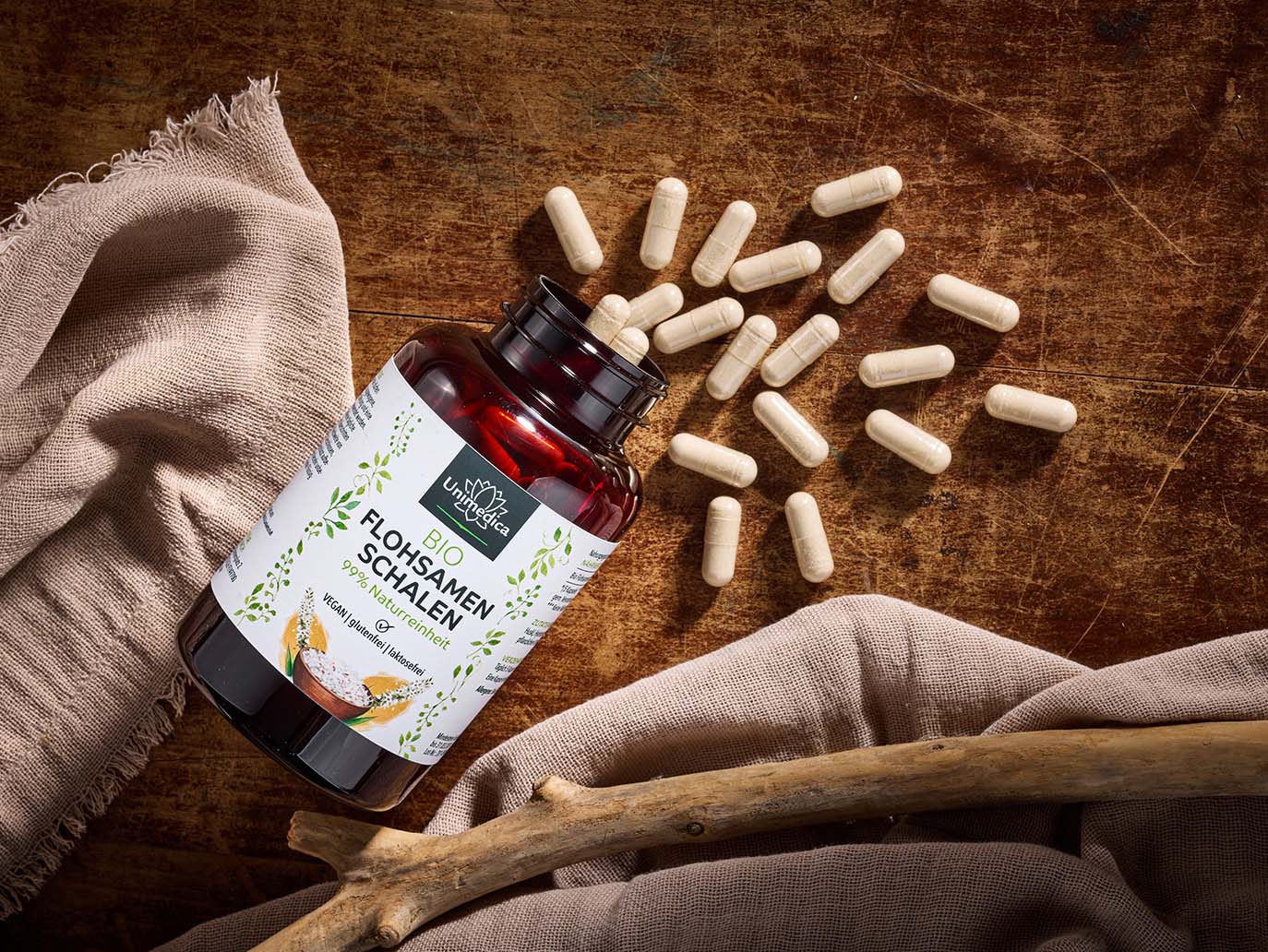 Bio Flohsamenschalen  - 3.750 mg pro Tagesdosis (5 Kapseln) - 180 Kapseln - von Unimedica